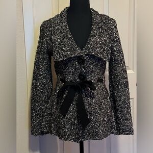 Stylish cardigan, classiques entire, black cream tan sweater, Medium